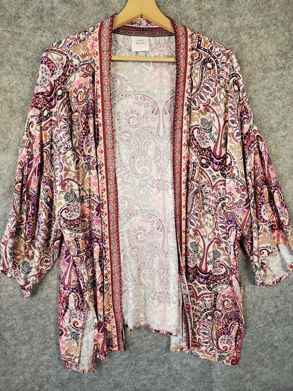 Women's Knox Rose XL/XXL Pink & Purple Paisley Light Weight Flowy Boho Cardi